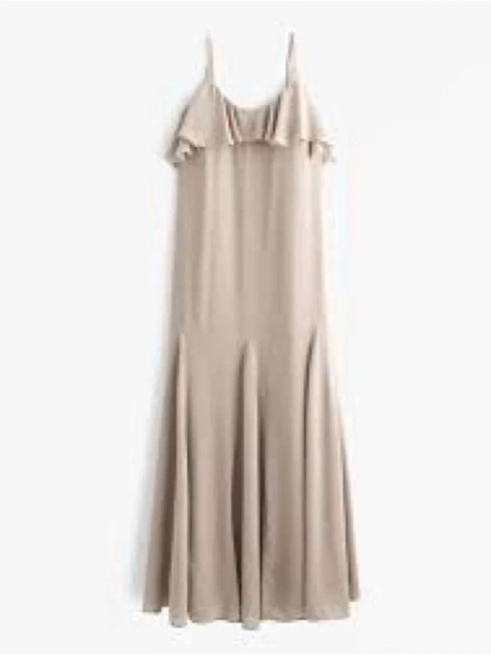 Abercrombie & Fitch Beige Ruffle-Trim Maxi Dress